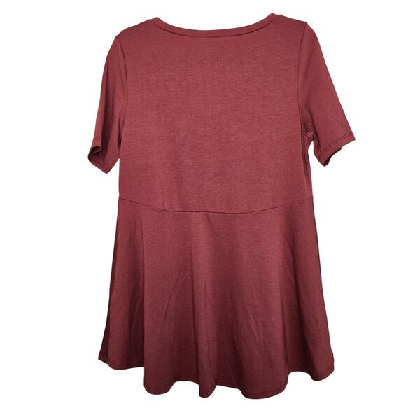 Lularoe Shirt Womens Small Burgundy Jana Short Sleeve V Neck Tunic Stretch NEW - Picture 2 of 9